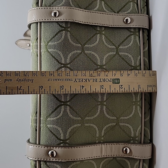 Nine West Green Print Fabric Handbag Satchel Purse - Picture 8 of 11